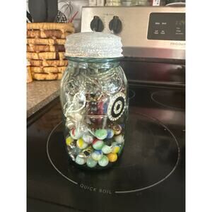 Vintage Junk jar in ball mason with zinc lid